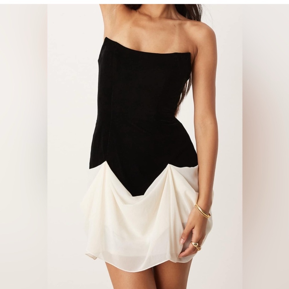 #19 ASOS Black and Cream Asymmetrical Dress